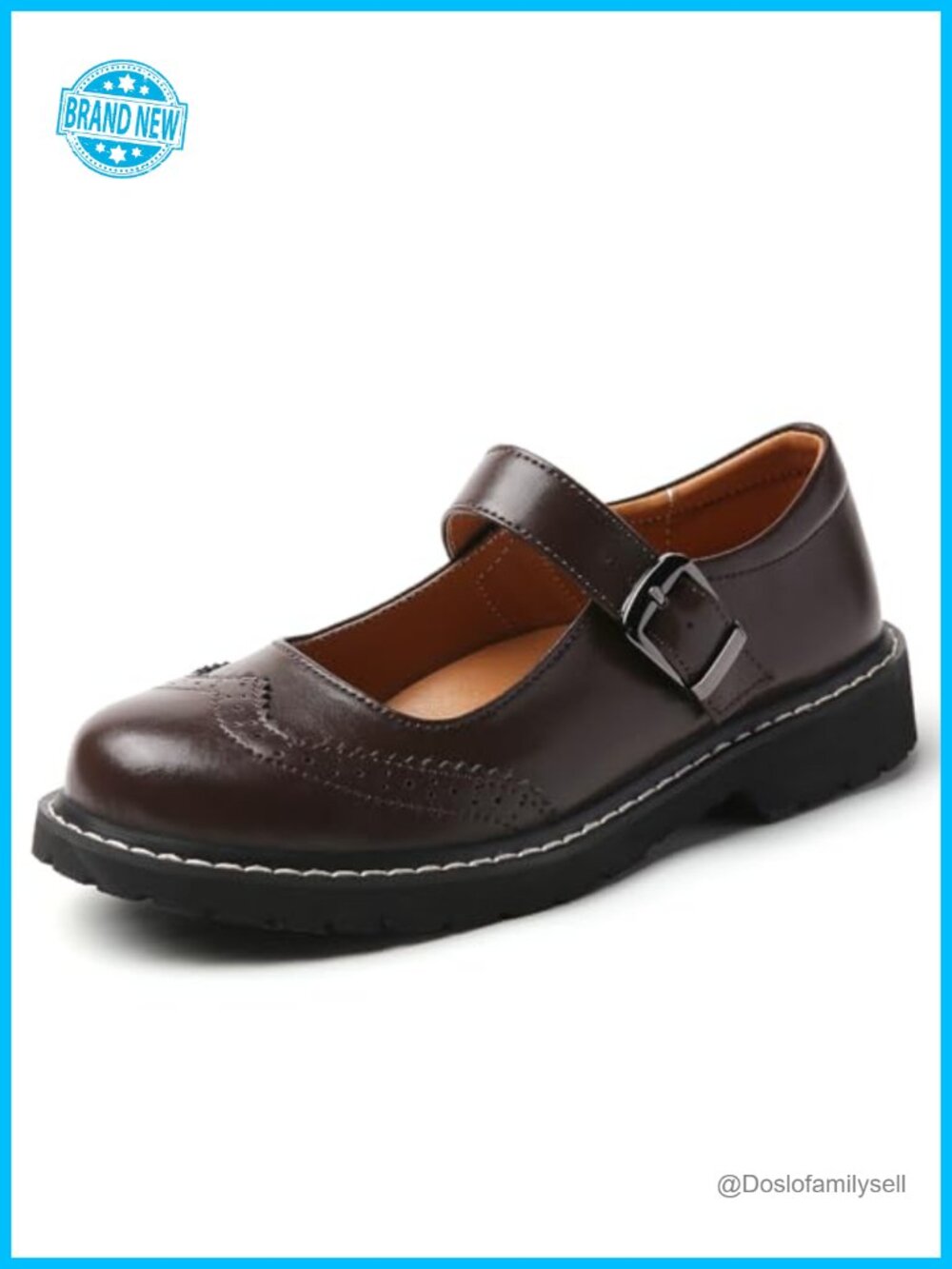 Platform Mary Jane Oxfords Non-Slip Wingtip Brogue Dress Shoes Rubber Sole